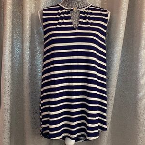 Striped Long Tank Top with Front Clasp